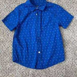 Children’s Place Blue Kids Button Shirt with Palm Tree Pattern
